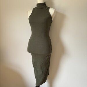 Zara Dress Turtleneck Sleeveless Green Size M